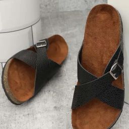 Mozafia Women's Black Cross Strap Sandals-image-125