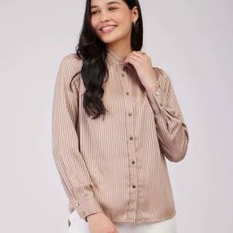 Fablestreet Beige Striped Shirt-image-54