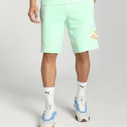Puma Essentials Green Cotton Regular Fit Logo Printed Sports Shorts-43