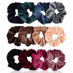 Bronson Professional Velvet, Chiffon, Cotton Multicolor Hair Scrunchies & Satin Hair Bands - 10 Pcs-image-26