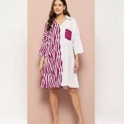 Qurvii White Printed A-Line Dress-image-27