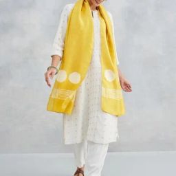 Fabindia Yellow Printed Stole-picture-20
