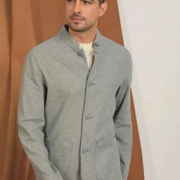 Rare Rabbit Green Regular Fit Stripes Jacket-image-28