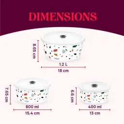 Larah by Borosil Multicolor Opalware Storage Bowls with Lids - Set of 3 image 3