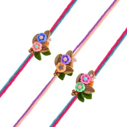 Aapno Rajasthan Multi Floral Set of 3 Rakhi image 3