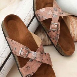 Mozafia Women's Peach Cross Strap Sandals-picture-17
