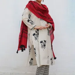 Chidiyaa No Made Gaia Blockprinted Cotton Dupatta image 3