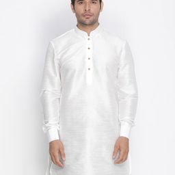 VASTRAMAY Men White Solid Straight Kurta-picture-38