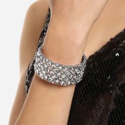 Zaveri Pearls Silver Kundan & Stones Traditional Oxidized Bracelet-ZPFK16626-image-65