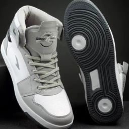 Asian Men's Grey & White Ankle High Sneakers-image-26