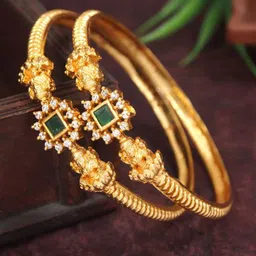 SGA FASHION Set Of 2 Gold-Plated AD-Studded Bangles-5