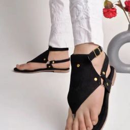 Shoetopia Women's Black Ankle Strap Sandals-image-82