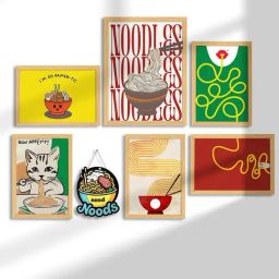 Art Street Multicolour Synthetic Wood Kitchen Art Wall Art - Set of 7-0