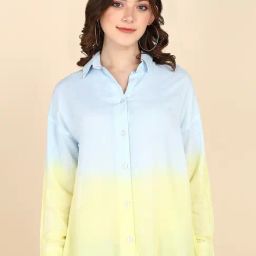 Maaesa Blue Viscose Blend Tie-Dye Long Sleeves Shirt-picture-6