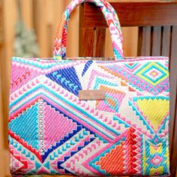NR by Nidhi Rathi Multi Fabric Textured Tote Handbag-picture-7