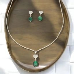 Sri Jagdamba Pearls Luvya 925 Silver Pendant Set-image-90