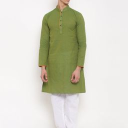 RG DESIGNERS Men Green & White Solid Kurta with Pyjamas-picture-46