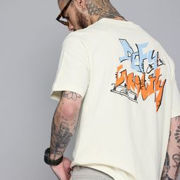 Flying Machine Printed Drop-Shoulder Sleeves Relaxed Fit Pure Cotton T-shirt-image-33