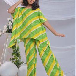 Misbis Girls Green Comfort Fit Printed Kurta Set-28