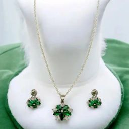 Sri Jagdamba Pearls Faris 925 Silver Pendant Set-image-38