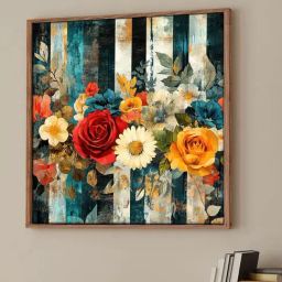 Art Street Multicolour Large Framed Enchanting Floral Canvas Painting-image-90