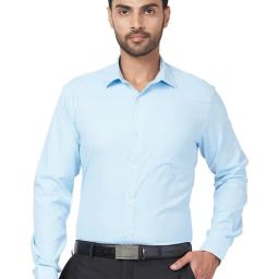 Park Avenue Blue Slim Fit Texture Shirt-image-25