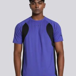 Puma FIT Blue Regular Fit Colour Block Sports T-Shirt-picture-0