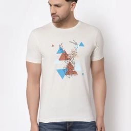Red Tape Off White Cotton Regular Fit Printed T-Shirt-3