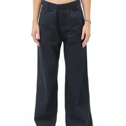 Bewakoof Black Cotton Loose Fit Trousers-picture-26