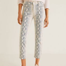 MANGO Women Beige & Grey Slim Fit Animal Print Mid-Rise Cropped Clean Look Jeans-image-52