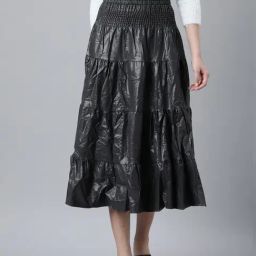 SHOWOFF Grey Midi Skirt-image-74
