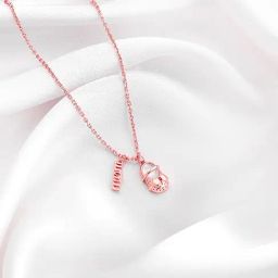GIVA 92.5 Sterling Silver Rose Gold On Mom's Path Pendant with Link Chain-picture-32