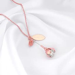 GIVA 92.5 Sterling Silver Bhumi Rose Gold Brahma Kamal Convertible Pendant with Link Chain-image-35