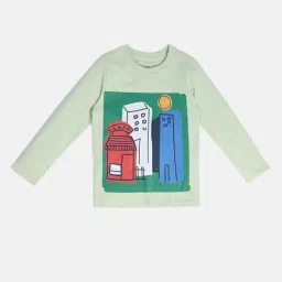 MINIKLUB Boys Green Printed Full Sleeves T-Shirt-image-56