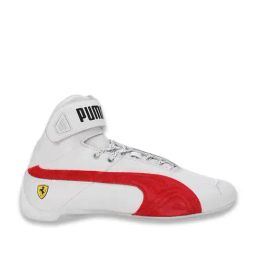 Puma Unisex White & Rosso Corsa Scuderia Ferrari Future Cat Mid Motorsport Sneakers-33