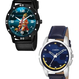 TARIDO Men Pack of 2 Leather Straps Analogue Watch TD_SM_BLUE_LORD HANUMAN_DIAL-321-image-85