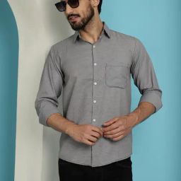 Indian Needle Grey Regular Fit Texture Shirt-picture-38
