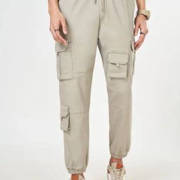 Urban Ranger By Pantaloons Irish Cream Cotton Regular Fit Trackpants-image-76
