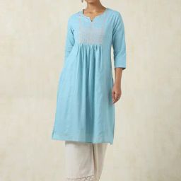 Soch Powder Blue Cotton Regular Fit Embroidered Kurtas-image-81