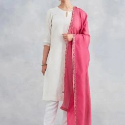 Fabindia Pink Embroidered Dupatta-48