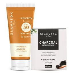 Glamveda Charcoal Detox & Anti Pollution Facial Kit & Hybrid Sunscreen Lotion Spf 50 PA+++ Combo-picture-13