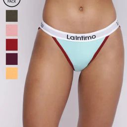 La Intimo Multicolored Comfort Fit Panties - Pack Of 6-image-91