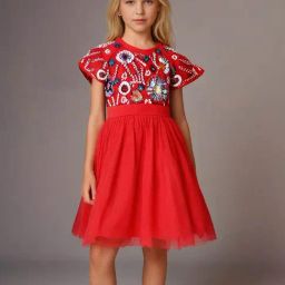Cherry Crumble By Nitt Hyman Girls Red Polyester Solid Dress-image-14