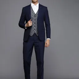 Louis Philippe Men Self-Design Slim-Fit Single-Breasted Formal Suit-image-95
