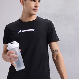 HRX by Hrithik Roshan Solid Running T-shirt with Typography Detail-image-69