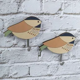 MARKET99 Beige & Brown 2 Pieces Bird Self-Adhesive Wall Hooks-56