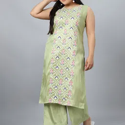 curveZI by Ziyaa Women Green Printed Kurta with Palazzos-35
