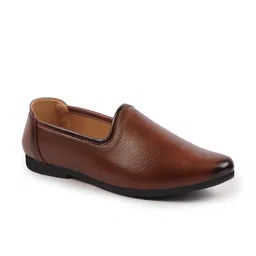 FAUSTO Men Tan Textured PU Mojaris-image-72
