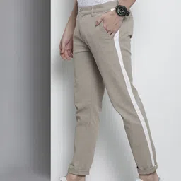 The Indian Garage Co Men Solid Printed Slim Fit Chinos Trousers-picture-40