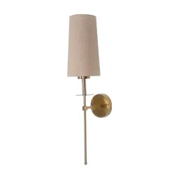 Fos Lighting Savoy Long Arm Antique Gold Wall Sconce - LongArm835-Gantq-BeigeShade-WL1-13
